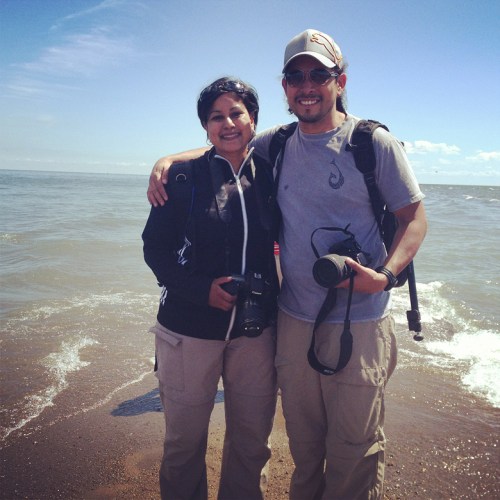 Here we are at the southernmost point, getting our sneakers soaked in Lake Erie.