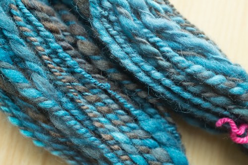 My plied singles... there are bits in there that almost look like yarn!